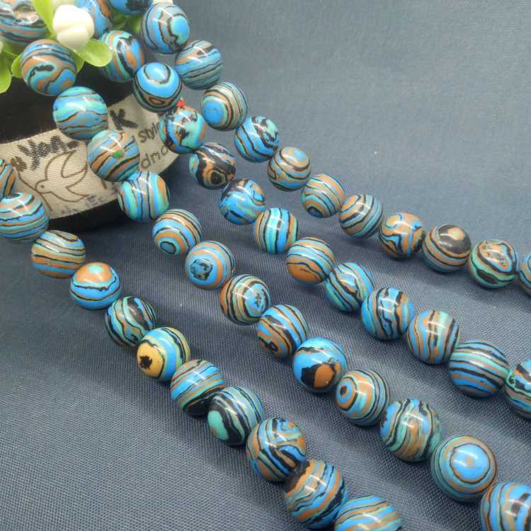 4-14mm Green Turquoise Round With the black Line DIY loose beads 15" 4-14mm Green Turquoise Round With the black Line DIY loose beads 15"